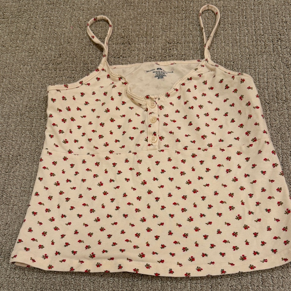 Brandy Melville Cream Floral Tank Top